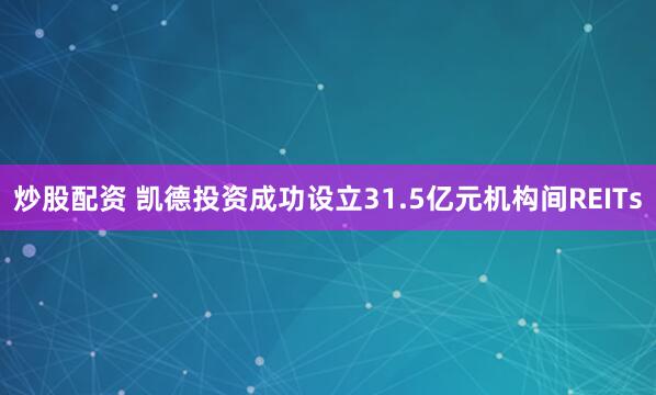 炒股配资 凯德投资成功设立31.5亿元机构间REITs